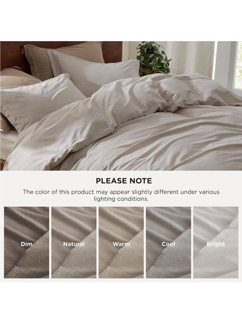 NEW Bedsure PureWoven 100% Washed Cotton Duvet Cover Set, 3-PC. Linen Like Full